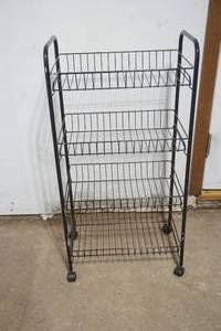 lot 321 image: 3-tier wire rolling utility cart