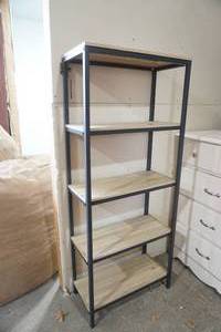 lot 333 image: metal & wood 5 tier shelf 23.5x9x57