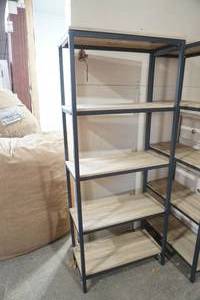 lot 334 image: metal & wood 5 tier shelf 23.5x9x57