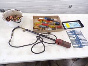 lot 16 image: Propane Torch, Tools and Brass Plumbing parts
