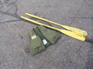 lot 116 image: 2 Boat Oars and Life Jacket