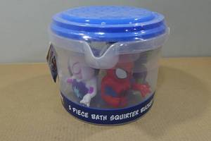 lot 30 image: Spidey and Friends 5-Piece Bath Squirter Bucket Set