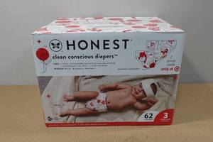 lot 33 image: Honest Size 3 Diapers - 62 Count