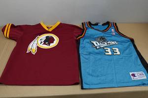 lot 129 image: 2 Sports Jerseys - Grant Hill Pistons, Washington Redskins