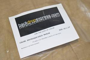 lot 18 image: Backdrop Express 10 x 24 LARGE Video  Photography Back Drop - Color Distressed Gold Muslin