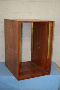lot 43 image: Wood Equipment Rack with 19 Standard Rack Rails for Audio & Video Equipment
