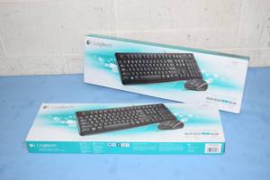 lot 118 image: Lot of 2 - New in Box - Logitech MK120 USB Computer Full-Size Keyboard & Optical Mouse Combo Systems