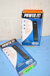 lot 120 image: New in Box Lot of 2 - Tripp-Lite PS725B Black AC Power Surge Protectors