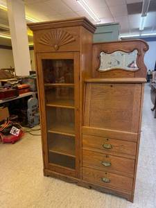 Antique Side by Side Victorian Oak Secretary