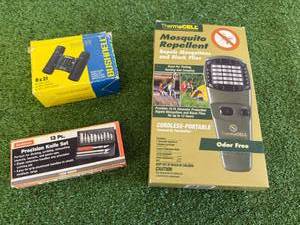 lot 68 image: Mosquito Repellent, Binoculars & Precision Knife Set