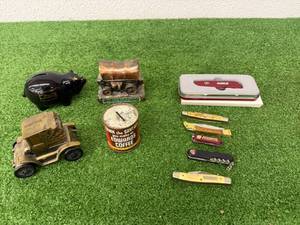 lot 131 image: Coin Banks & Pocket Knives