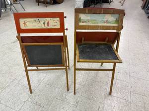 lot 199 image: 2-Antique Childs Wooden Folding Easel