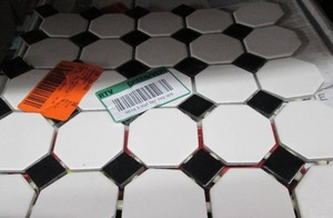 lot 105 image: Octagon White with Black Dots Decor...