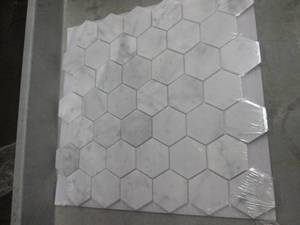 lot 107 image: 2 Cases MSI Carrara White 2 in. Hex...