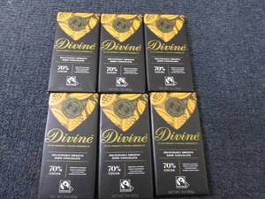 lot 242 image: 6- 3 oz Divine 70% Dark Chocolate...