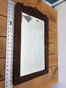 lot 40-C2025 image: Antique Beveled Mirror in Old Oak  White Oak  Tiger Oak Frame 23 Tall
