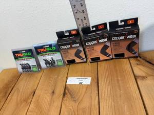 lot 42-C2025 image: 3 New in Package Copper Fit Elbow Sleeves & 2 packages of bow tru glo