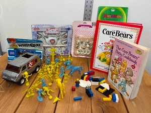 lot 55-C2025 image: Assorted Vintage Toys Marx Cowboys and Native Americans, Care Bears, Lego, Wrist Quiz, Monchichi, Tea Set