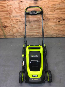 lot 9 image: RYOBI 40V HP Brushless 20 in. Cordless Battery Walk Behind Push Lawn Mower with 6.0 Ah Battery and Charger Model # RY401017VNM (Retails for $329)