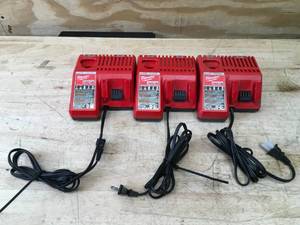 lot 112 image: Lot of 3 - Milwaukee M12M18 Battery Chargers Model # 48-59-1812