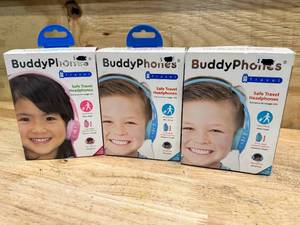 lot 200 image: (3) Travel Childrens On-Ear Stereo Headset On-Ear Foldable Headset Volume Limiter Blue