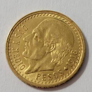 1918 Mexico Gold 2 1/2 PESOS (Melt = .06 Troy OZ Pure Gold)
