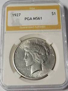 1927 PGA MS61 Peace Dollar  (848,000 minted)