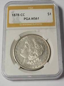 lot 14 image: 1878-CC PGA MS61 Morgan Dollar  (2,212,000 minted)