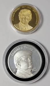 lot 27 image: Donald Trump 1 Oz. Silver Round Cased  (Bonus) Donald Trump Commemorative Coin in Case