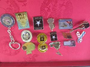 lot 23 image: (FS) 14 Lapel Pins 1 Keychain US Co...