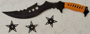 lot 5 image: (1) Knife, (3) Throwing Stars & (1) Carrying Case (View Photos)