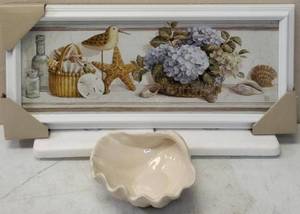 lot 25 image: Framed Picture & Ceramic Shell NEW View Photo
