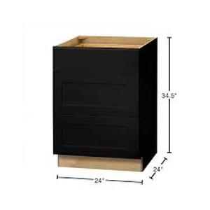 lot 8 image: Hampton Bay Avondale 24 in. W x 24 in. D x 34.5 in. H Ready to Assemble Plywood Shake Drawer Base Kitchen Cabinet in Raven Black Customer Returns See Pictures