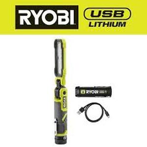 lot 18 image: RYOBI USB Lithium Cordless 550 Lumens Rechargeable Inspection Flashlight Kit with 2.0 Ah Battery and Charging Cable   Customer Returns See Pictures