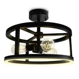 Feit Electric Katalyst 15 in. 3-Light Matte Black Color Choice Selectable CCT LED with Night Light Semi-Flush Mount Ceiling Light   Customer Returns See Pictures