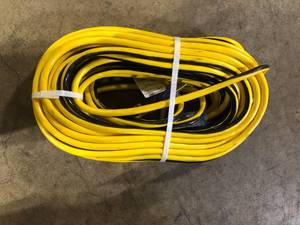 lot 38 image: Husky VividFlex 100 ft. 123 Heavy Duty IndoorOutdoor Extension Cord with Lighted End, Yellow     Customer Returns See Pictures