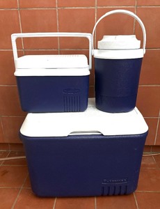 lot 107B image: Three  Rubbermaid Coolers
