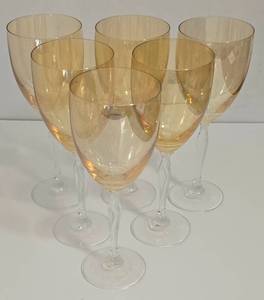 lot 245 image: Clear Glass & Pale Gold Stemware Set
