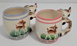 lot 253 image: Pair of Vintage Childrens Mugs