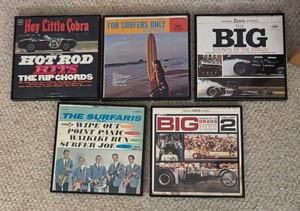 lot 301 image: (5) Framed Record Albums including The Surfaris Wipe Out, Hey Little Cobra Hot Rod Hits & More