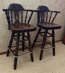 lot 313 image: Pair of Wooden Barstools