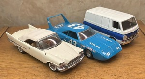 lot 116C image: Danbury Mint 1957 Chrysler 300C Convertible, Liberty Diescast Dodge Van and Racing Champions 1970 Plymouth Superbird Models