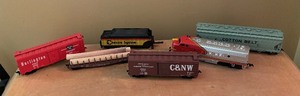 lot 406 image: Train Cars including Sante Fe, Pennsylvania, Burlington, Chessie System, Cotton Belt and More