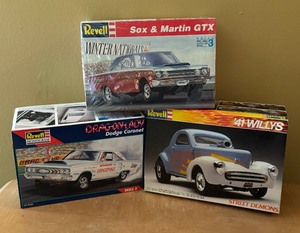 lot 144C image: Revell Street Demons 1941 Willys, Sox & Martin GTX and Dragon Lady Dodge Coronet Model Car Kits