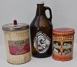 lot 361 image: Vintage Tins & Beer Jug
