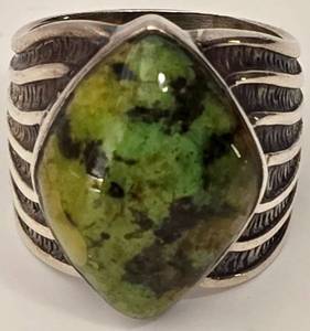 lot 6A image: Mens Sterling Silver and African Turquoise Ring  Mens Sterling Silver Jasper Ring
