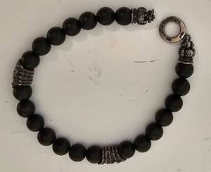 lot 419 image: Distinctive Sigal Black Onyx Beaded Bracelet with Sterling Accents