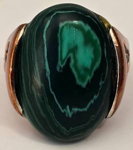 lot 10A image: Mens Copper Clad Malachite Ring