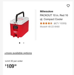 lot 27 image: Milwaukee Packout 10 in. Red 16 qt. Compact Cooler ($109 retail). Great ebay seller