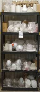 lot 30 image: HUGE lot of fan parts, fan blades, glass etc. These are smoking hot sellers on ebay  (racks not included in sale)